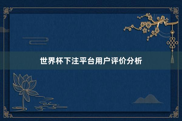 世界杯下注平台用户评价分析
